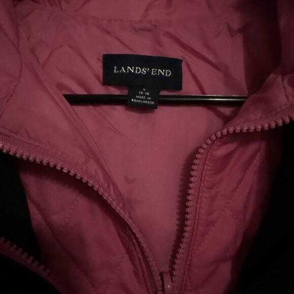 Womens Lands End Black & Pink Ski Jacket Size LG 14-16 - Picture 4 of 8